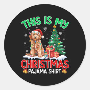 This Is My Christmas Pajama Goldendoodle Dog Lover Classic Round Sticker