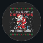 This Is My Christmas Pajama Guitar Ugly Christmas  Classic Round Sticker<br><div class="desc">This Is My Christmas Pajama Guitar Ugly Christmas Sweater</div>