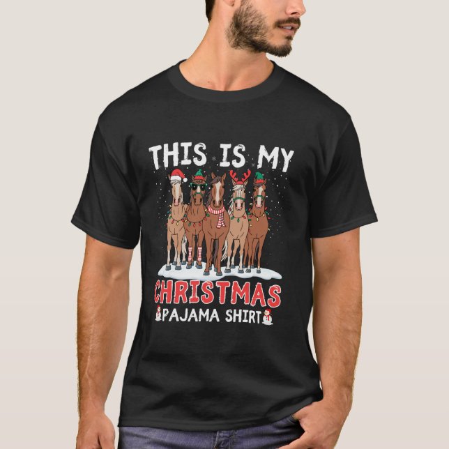 This Is My Christmas Pajama horse Lover Matching B T-Shirt (Front)