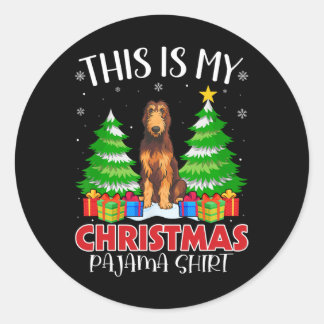 This Is My Christmas Pajama Irish Wolfhound Dog Xm Classic Round Sticker