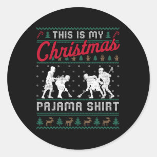 This Is My Christmas Pajama Lacrosse Ugly Sweater Classic Round Sticker
