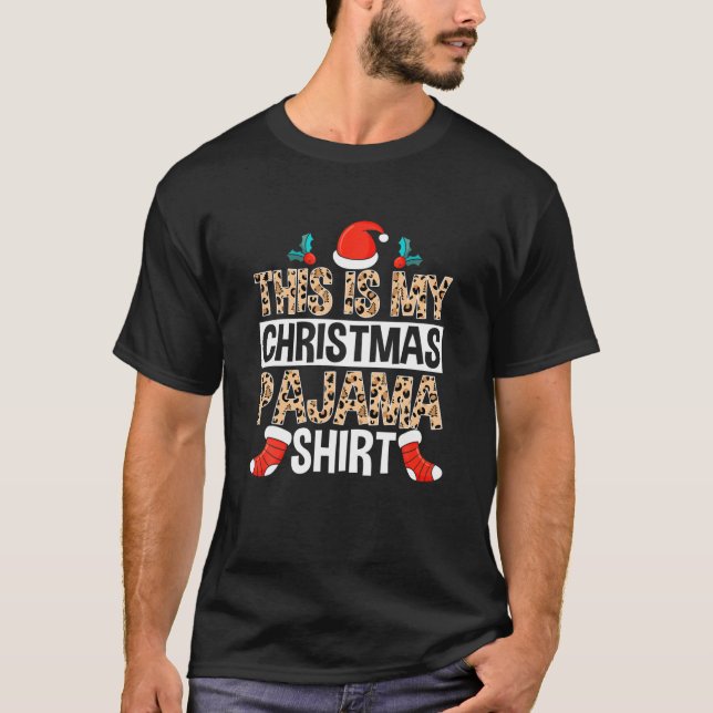 This Is My Christmas Pajama Leopard Christmas Paja T-Shirt (Front)