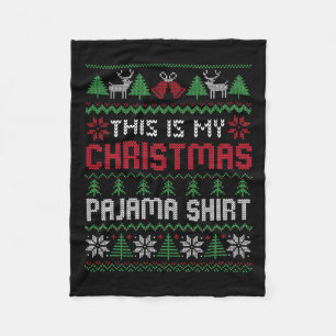 This Is My Christmas Pajama Lights Family Matching Fleece Blanket
