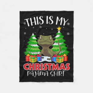 This Is My Christmas Pajama Lizard Xmas Pjs  Fleece Blanket