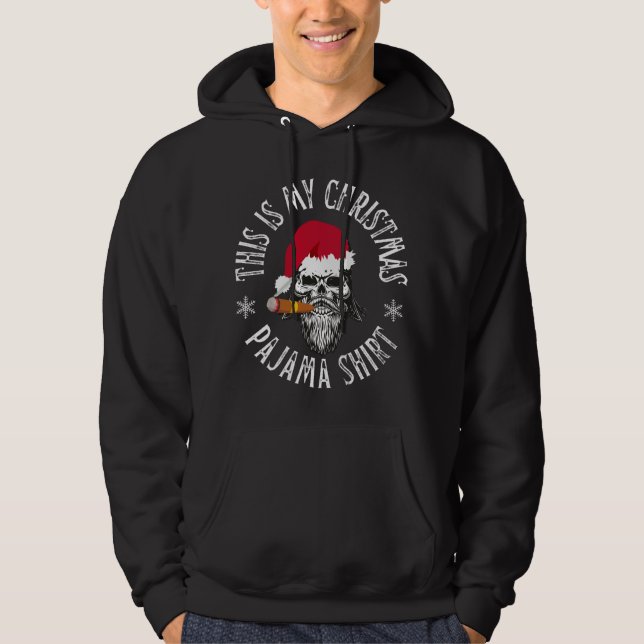 This Is My Christmas Pajama Motorcycle Biker Santa Hoodie (Front)