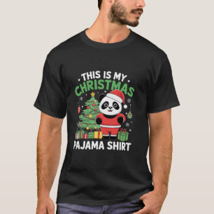 This is My Christmas Pajama Panda Santa Hat Funny  T-Shirt