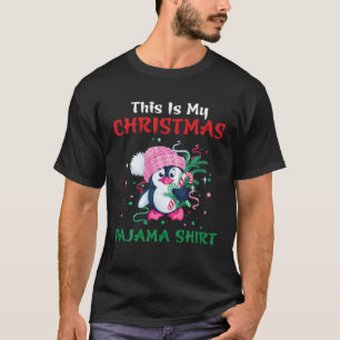 This Is My Christmas Pajama Penguin Santa Gift T-Shirt