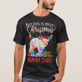 This is My Christmas Pajama  Pig Christmas Lights  T-Shirt
