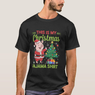 This is My Christmas Pajama Pig Santa Hat Funny Xm T-Shirt