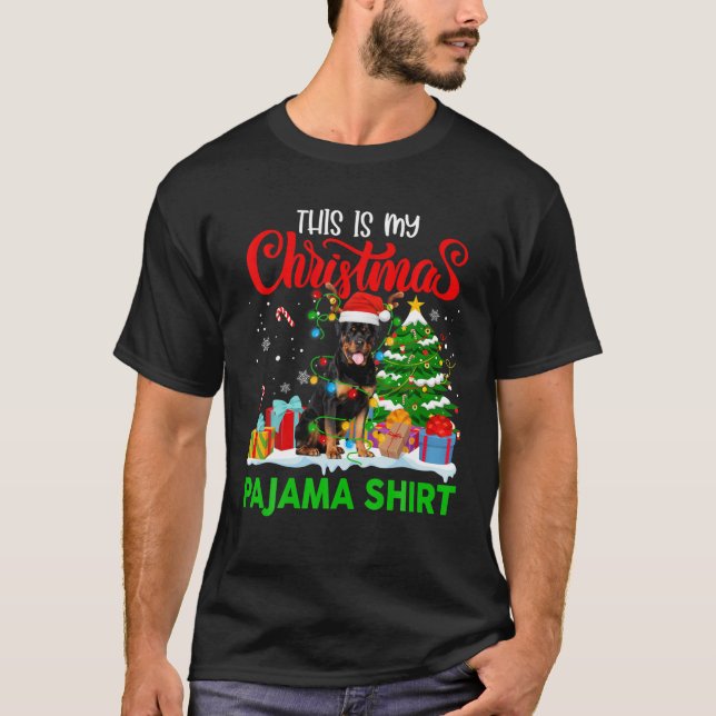 This Is My Christmas Pajama Rottweiler Costume Chr T-Shirt (Front)