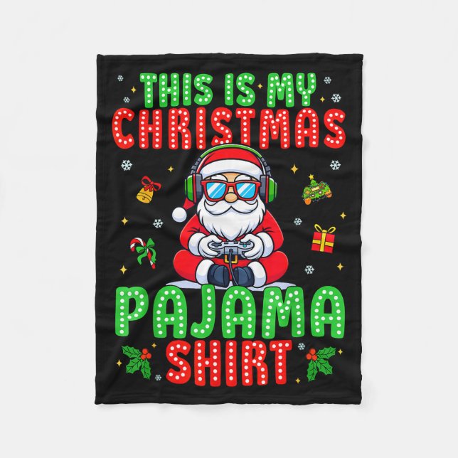This Is My Christmas Pajama Santa Claus Video Game Fleece Blanket (Front)