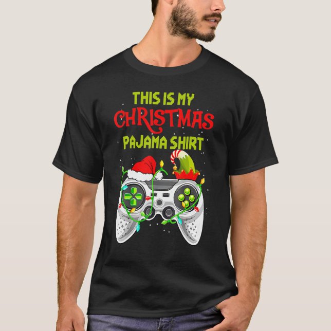 This Is My Christmas Pajama Santa Elf Video Game C T-Shirt (Front)