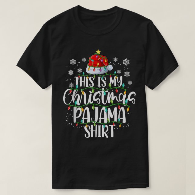 This Is My Christmas Pajama  Santa Hat Christmas L T-Shirt (Design Front)