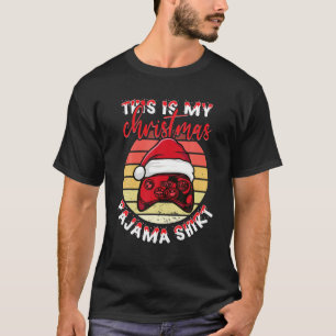 This Is My Christmas Pajama Santa Hat Funny Video T-Shirt