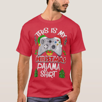 This is My Christmas Pajama Santa Hat Gamer Video  T-Shirt