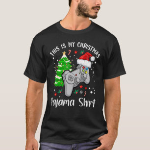 This Is My Christmas Pajama Santa Hat Gamer Video T-Shirt