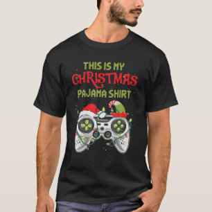 This Is My Christmas Pajama Santa Hat Gamer Video T-Shirt