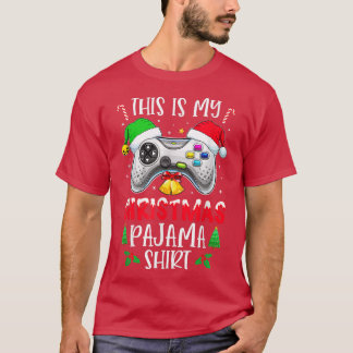 This is My Christmas Pajama Santa Hat Gamer Video  T-Shirt