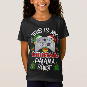 This is My Christmas Pajama Santa Hat Gamer Video T-Shirt