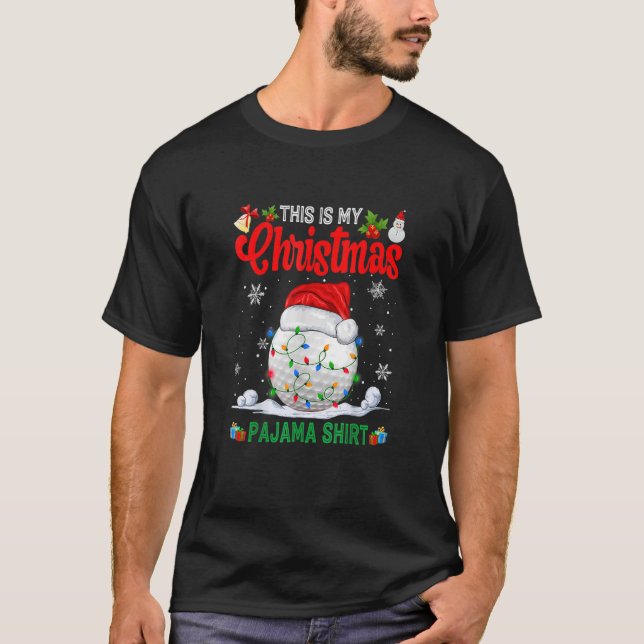 This Is My Christmas Pajama Santa Hat Golf Xmas T-Shirt (Front)