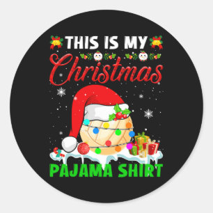 This Is My Christmas Pajama Santa Hat Volleyball F Classic Round Sticker