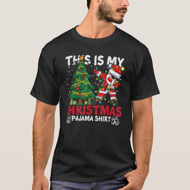 This Is My Christmas Pajama Santa Hat Xmas PJ cost T-Shirt (Front)