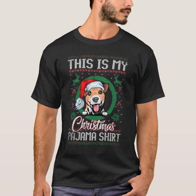This Is My Christmas Pajama   Santa Jack Russell T T-Shirt (Front)