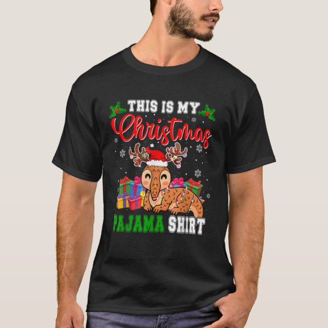 This Is My Christmas Pajama Santa Reindeer Pangoli T-Shirt (Front)
