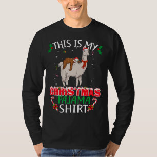 This Is My Christmas Pajama Santa Sloth Riding Lla T-Shirt