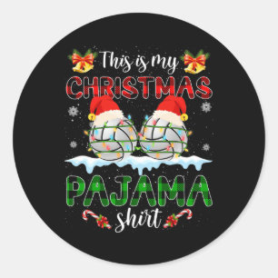 This Is My Christmas Pajama Santa Volleyball Xmas Classic Round Sticker