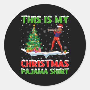 This Is My Christmas Pajama Shirt Biathlon Christm Classic Round Sticker