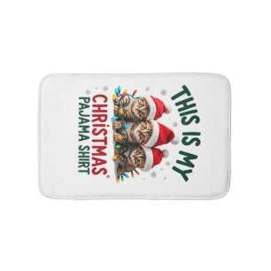 This Is My Christmas Pajama Shirt Cat Lover Funny Bath Mat