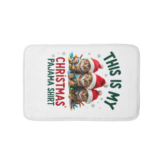 This Is My Christmas Pajama Shirt Cat Lover Funny  Bath Mat