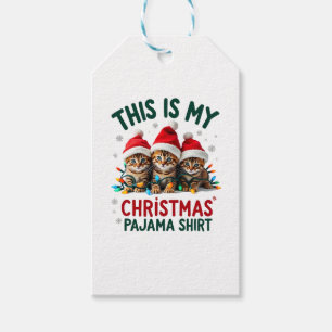 This Is My Christmas Pajama Shirt Cat Lover Funny  Gift Tags