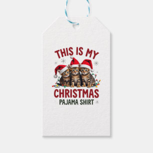 This Is My Christmas Pajama Shirt Cat Lover Funny  Gift Tags