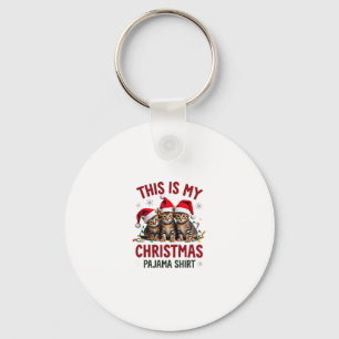 This Is My Christmas Pajama Shirt Cat Lover Funny  Key Ring