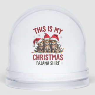 This Is My Christmas Pajama Shirt Cat Lover Funny  Snowglobe