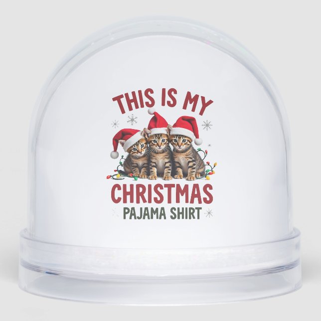 This Is My Christmas Pajama Shirt Cat Lover Funny  Snowglobe (Front)