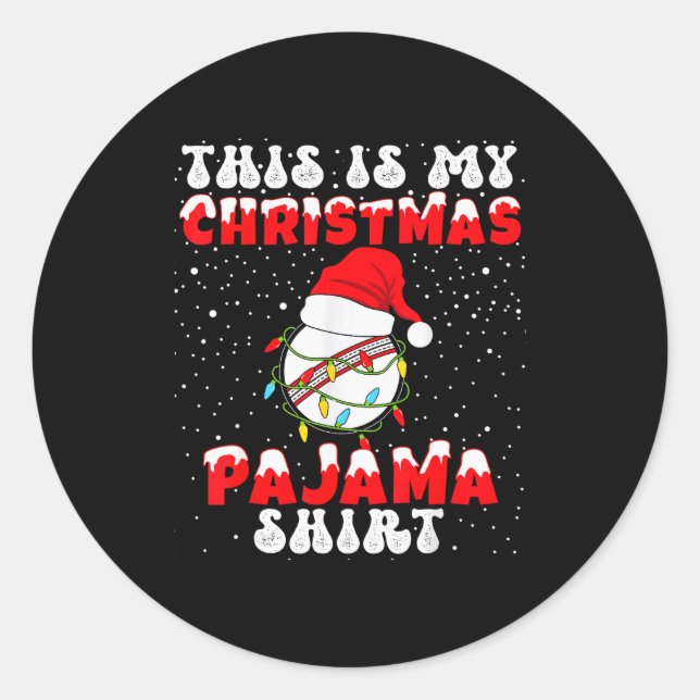 This Is My Christmas Pajama Shirt Cricket Player P Classic Round Sticker (Front)