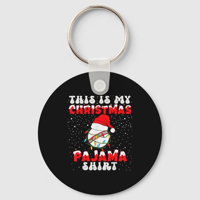 This Is My Christmas Pajama Shirt Cricket Player P Key Ring (Front)