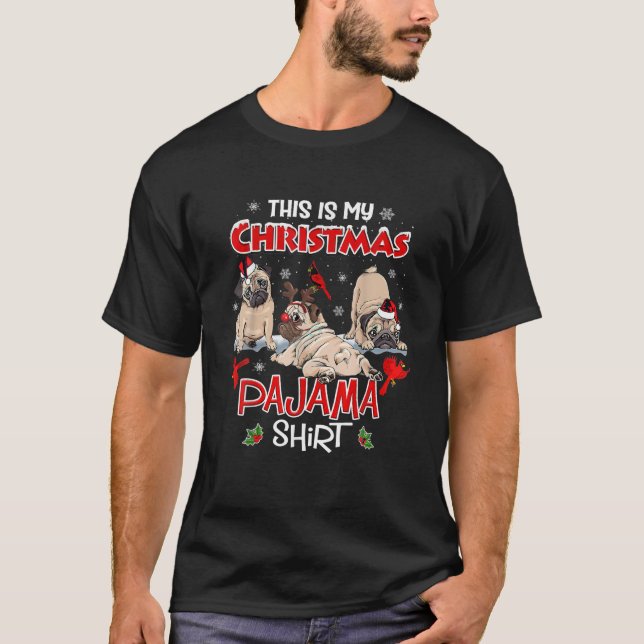 This Is My Christmas Pajama Shirt Dog Santa Hat Pu (Front)