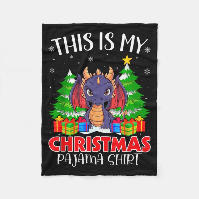 This Is My Christmas Pajama Shirt Dragon Xmas Pjs  Fleece Blanket (Front)