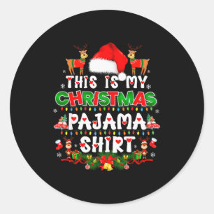 This Is My Christmas Pajama Shirt - Lights Funny H Classic Round Sticker