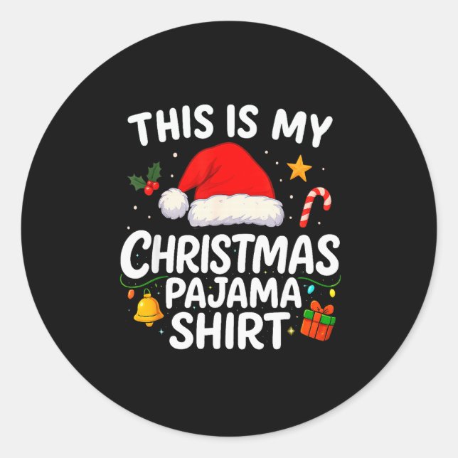 This Is My Christmas Pajama Shirt Lights Men Women Classic Round Sticker (Front)
