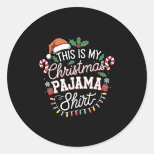 This Is My Christmas Pajama Shirt Lights Men Women Classic Round Sticker