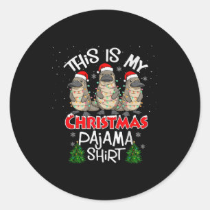 This Is My Christmas Pajama Shirt Platypus Animal Classic Round Sticker