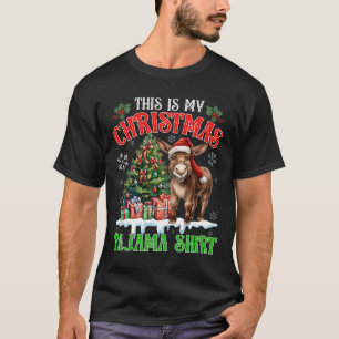 This Is My Christmas Pajama Shirt Santa Donkey Far