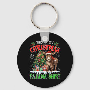 This Is My Christmas Pajama Shirt Santa Donkey Far Key Ring