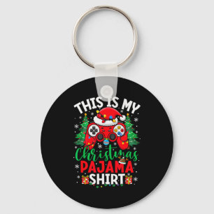 This Is My Christmas Pajama Shirt Santa Hat Video  Key Ring