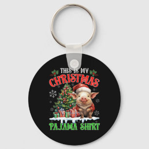 This Is My Christmas Pajama Shirt Santa Pig Farm A Key Ring